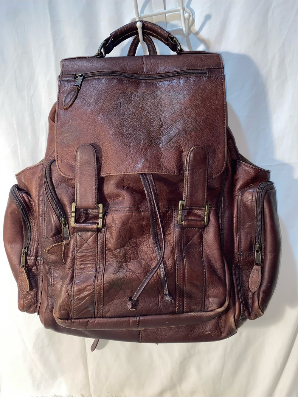 Large Classic Brown Leather Men's Backpack - Genuine Leather Made in Columbia